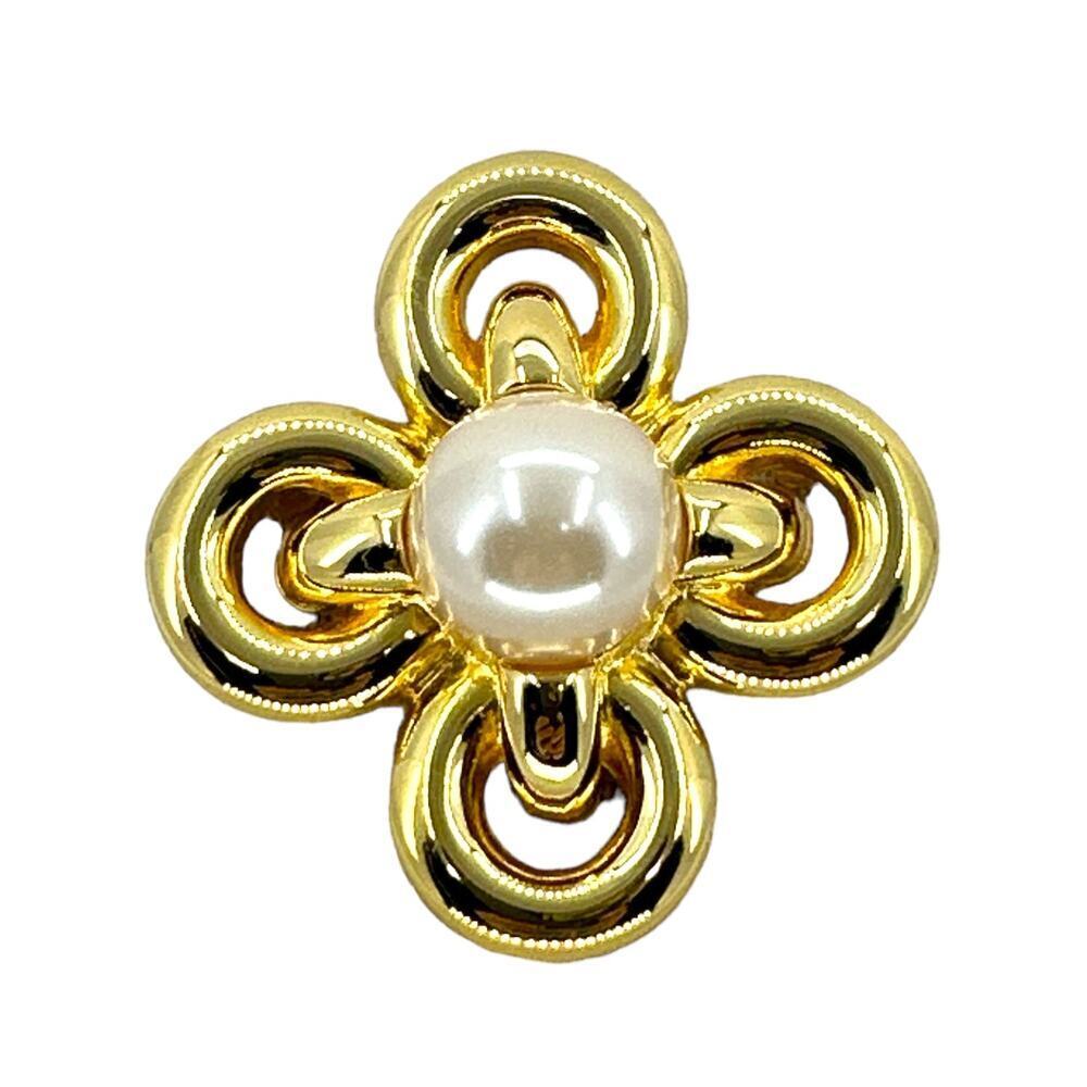 Joan Rivers Faux Pearl Flower Shape Gold tone Brooch Signed